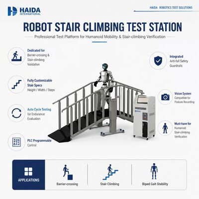 Trạm Kiểm tra Leo Cầu thang Robot, Thiết bị Kiểm tra Leo Cầu thang, Thông số Cầu thang Tùy chỉnh, Điều khiển PLC, Lan can Chống rơi