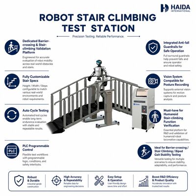 Trạm Kiểm tra Leo Cầu thang Robot, Thiết bị Kiểm tra Leo Cầu thang, Thông số Cầu thang Tùy chỉnh, Điều khiển PLC, Lan can Chống rơi
