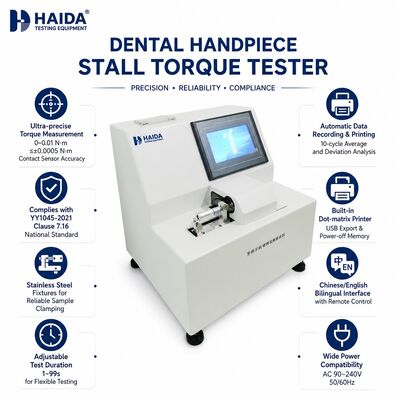 Máy đo mô-men xoắn của máy đánh giá mô-men xoắn cho thiết bị thử nghiệm QC của tua-bin nha khoa Độ chính xác cao 0,0005 Nm