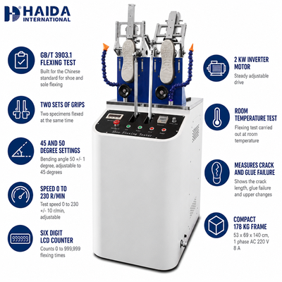 HAIDA Shoe Flexing Tester Shoe and Sole Flex Resistance Testing Machine GB T 3903.1 Standard Shoe Testing Equipment