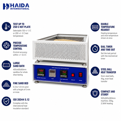 HAIDA Footwear Heat Insulation Tester Whole Shoe Thermal Insulation Testing Machine ISO 20344 5.12 Shoe Testing Equipment